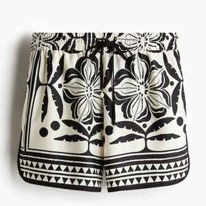 H&M Black and White Floral-Print Shorts